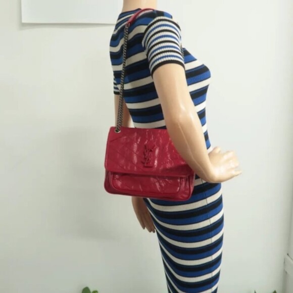 100% Authentic Saint Laurent Niki Red Leather Shoulder Bag - Picture 12 of 12